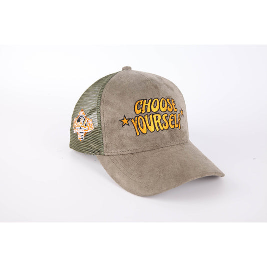 Choose Yourself Olive Suede Trucker Hat